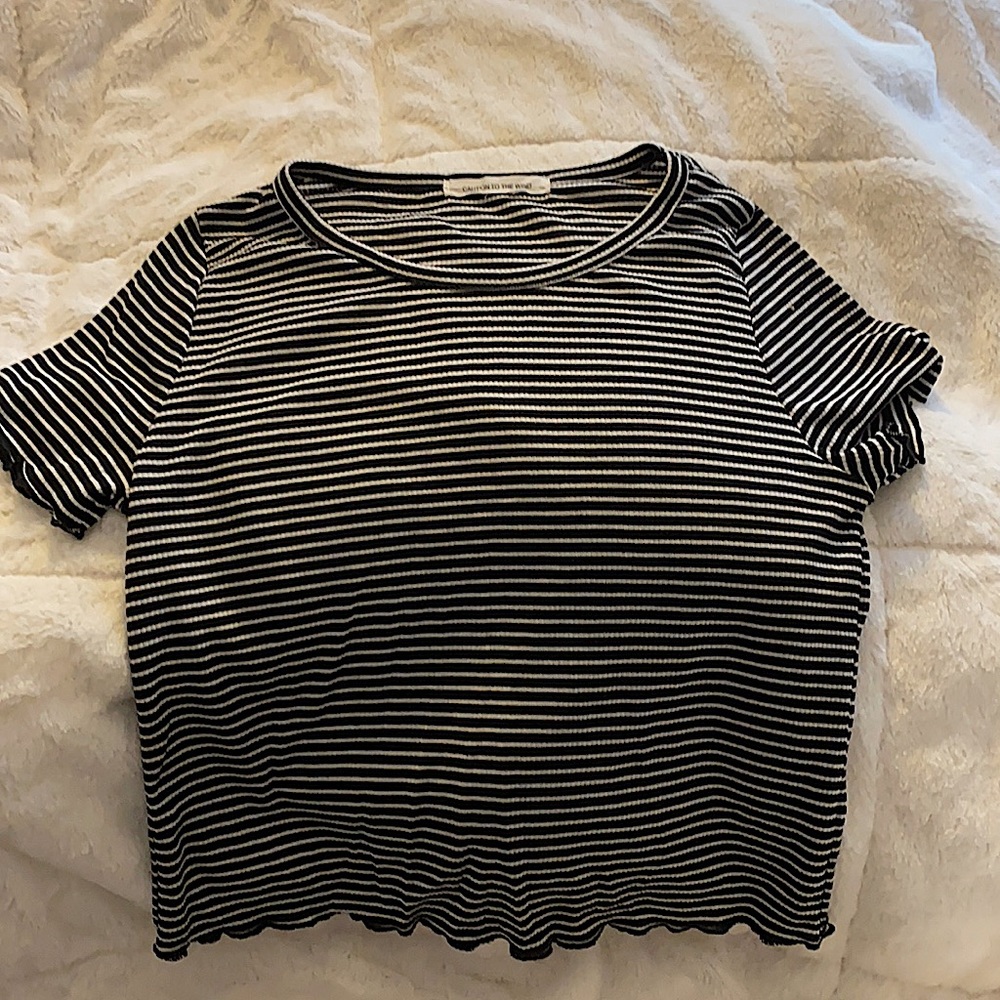 Black and White Striped Crop top